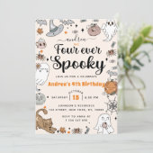 Invitation Éffrayant Halloween Cute Ghost 4e fête d'anniversa (Debout devant)