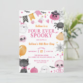 Invitation Éffrayant Halloween Cute Ghost 4e fête d'anniversa (Debout devant)