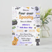 Invitation Éffrayant Halloween Cute Ghost 4e fête d'anniversa (Debout devant)