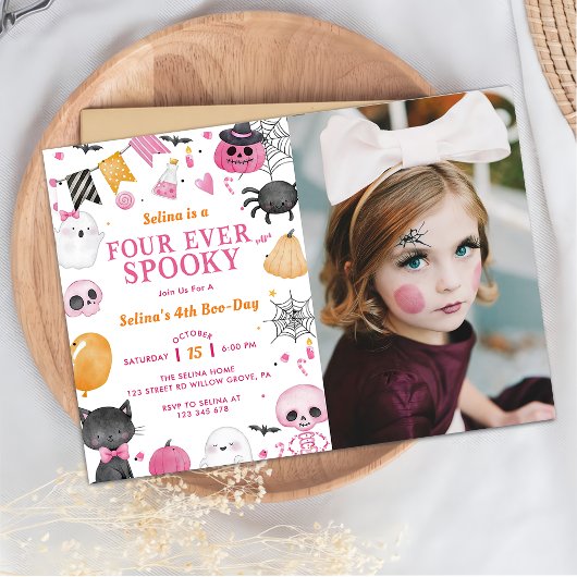Invitation Éffrayant Halloween Cute Ghost 4ème anniversaire P
