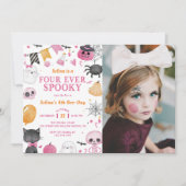 Invitation Éffrayant Halloween Cute Ghost 4ème anniversaire P (Devant)