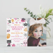 Invitation Éffrayant Halloween Cute Ghost 4ème anniversaire P (Debout devant)