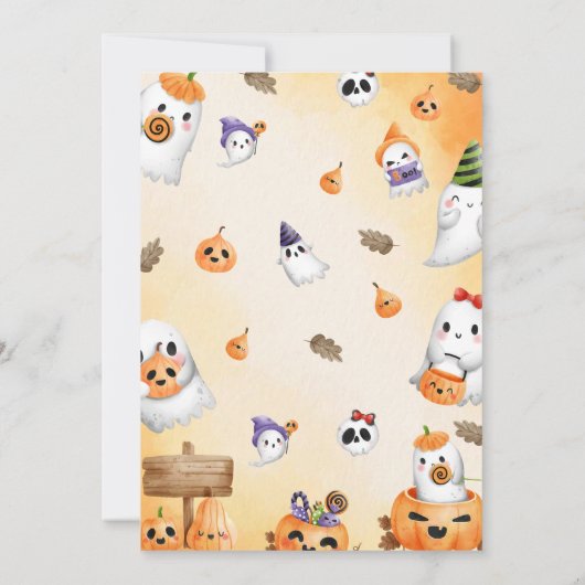 Invitation Éffrayant Halloween Cute Ghost Merci (Dos)