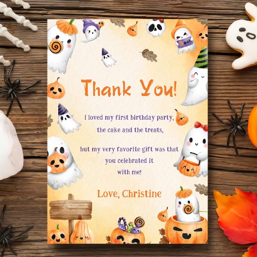 Invitation Éffrayant Halloween Cute Ghost Merci