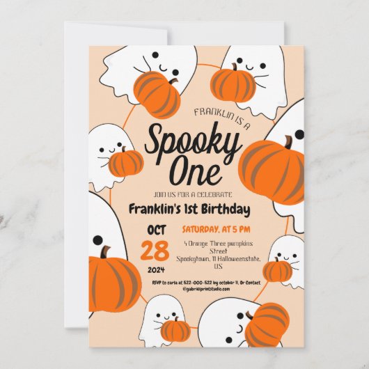 Invitation Éffrayant Halloween Cute Ghouls Anniversaire (Devant)