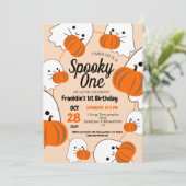 Invitation Éffrayant Halloween Cute Ghouls Anniversaire (Debout devant)