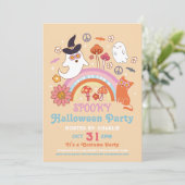 Invitation Éffrayant Halloween Enfants les années 70 Retro Vi (Debout devant)