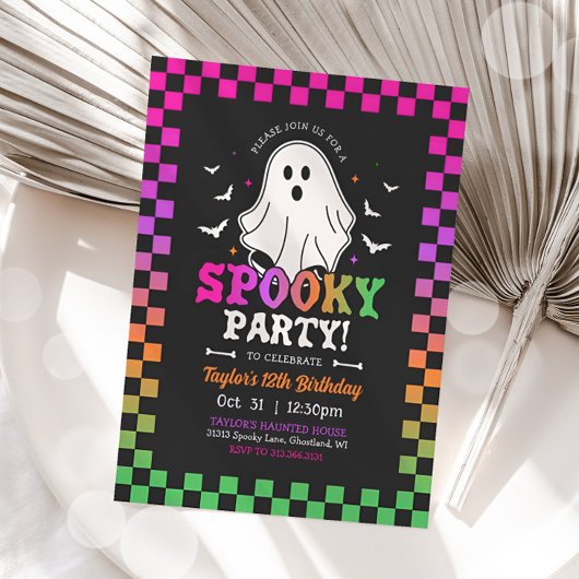 Invitation Éffrayant Halloween Fantôme Anniversaire Rétro