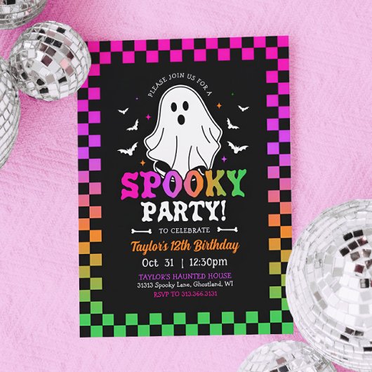 Invitation Éffrayant Halloween Fantôme Anniversaire Rétro