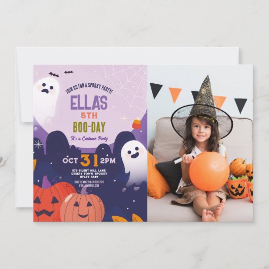 Invitation Éffrayant Halloween Fantômes Anniversaire Enfants  (Devant)