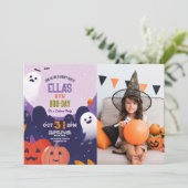 Invitation Éffrayant Halloween Fantômes Anniversaire Enfants  (Debout devant)