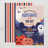 Invitation Éffrayant Halloween Fantômes Anniversaire Enfants  (Devant / Derrière)