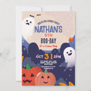 Invitation Éffrayant Halloween Fantômes Anniversaire Enfants 