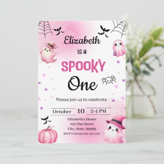 Invitation Éffrayant Halloween fille anniversaire (Debout devant)