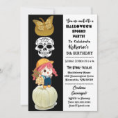 Invitation Éffrayant Halloween Fille Anniversaire Gold Citrou (Devant)