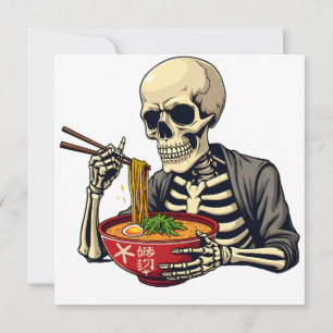 Invitation Éffrayant Halloween Pastel Skeleton Manger Ramen