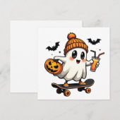 Invitation Éffrayant Halloween Patinage Citrouille Fantôme ép (Devant / Derrière)