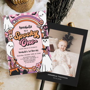 Invitation Éffrayant Halloween rose 1er anniversaire