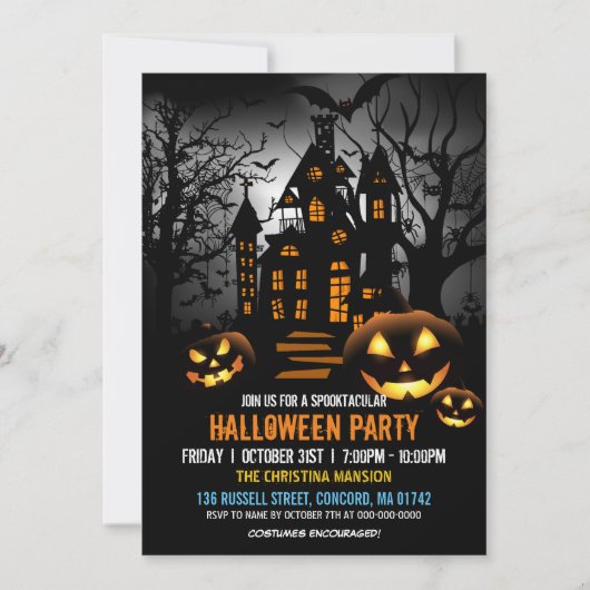 Invitation Éffrayant Haunch House Citrouille Halloween Party (Devant)