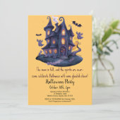 Invitation Éffrayant Haunted House Ghosts Bats Halloween Part (Debout devant)