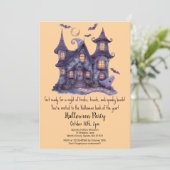 Invitation Éffrayant Haunted House Ghosts Bats Halloween Part (Debout devant)