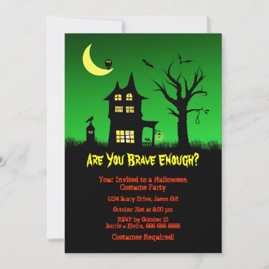 Invitation Éffrayant Haunted House Halloween Parti (Devant)