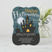 Invitation Éffrayant Haunted House Halloween Parti (Debout devant)