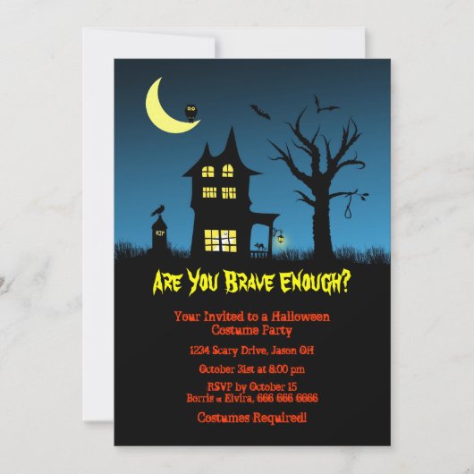 Invitation Éffrayant Haunted House Halloween Parti (Devant)