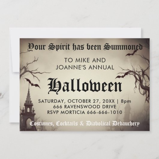 Invitation Éffrayant Haunted House Halloween Parti (Dos)