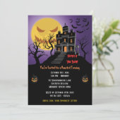 Invitation Éffrayant Haunted House Silhouette Halloween Party (Debout devant)