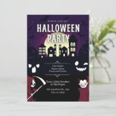 Invitation Éffrayant Haunted Village & Monsters Halloween Par (Debout devant)