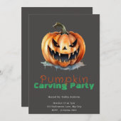 Invitation Éffrayant Jack-O' Lantern Grey Citrouille Carving  (Devant / Derrière)
