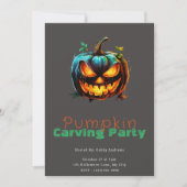 Invitation Éffrayant Jack-O' Lantern Grey Citrouille Carving  (Devant)
