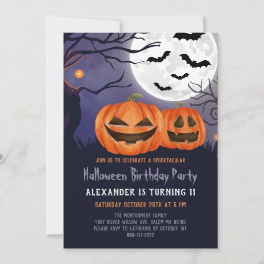 Invitation Éffrayant Jack O'Lantern fête d'anniversaire d'Hal (Devant)
