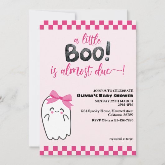 Invitation Éffrayant mignon petit baby shower rose (Devant)