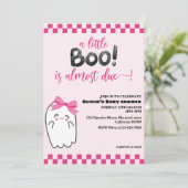 Invitation Éffrayant mignon petit baby shower rose (Debout devant)