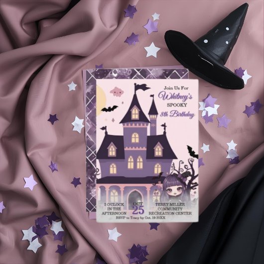 Invitation Éffrayant mignon violet anniversaire gothique fill