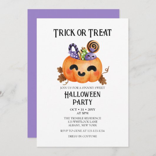 Invitation Éffrayant Mignonne Trick ou dégustation Costume Ha (Devant / Derrière)