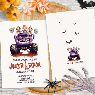 Invitation Éffrayant moderne Joker Monster Truck Halloween