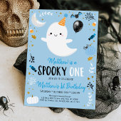 Invitation Éffrayant ONE Blue Ghost Halloween Anniversaire