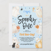 Invitation Éffrayant One Blue Halloween Boy Première fête d'a (Devant)