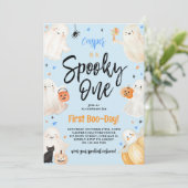 Invitation Éffrayant One Blue Halloween Boy Première fête d'a (Debout devant)