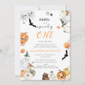 Invitation Éffrayant One Boo Ghost Halloween 1er anniversaire (Devant)