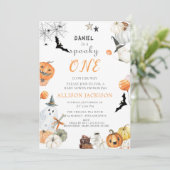 Invitation Éffrayant One Boo Ghost Halloween 1er anniversaire (Debout devant)