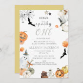 Invitation Éffrayant One Boo Ghost Halloween 1er anniversaire (Devant / Derrière)