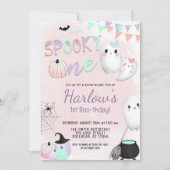 Invitation Éffrayant One Ghost Pastel Halloween 1er anniversa (Devant)