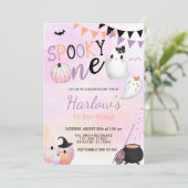 Invitation Éffrayant One Ghost Pastel Purple Halloween Annive (Debout devant)
