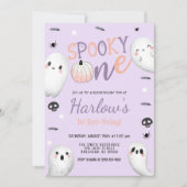 Invitation Éffrayant One Ghost Pastel Purple Halloween Annive (Devant)