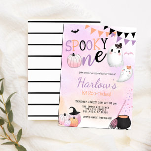 Invitation Éffrayant One Ghost Pastel Purple Halloween Annive