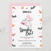 Invitation Éffrayant One Girl 1er Boo Day Halloween Anniversa (Devant / Derrière)